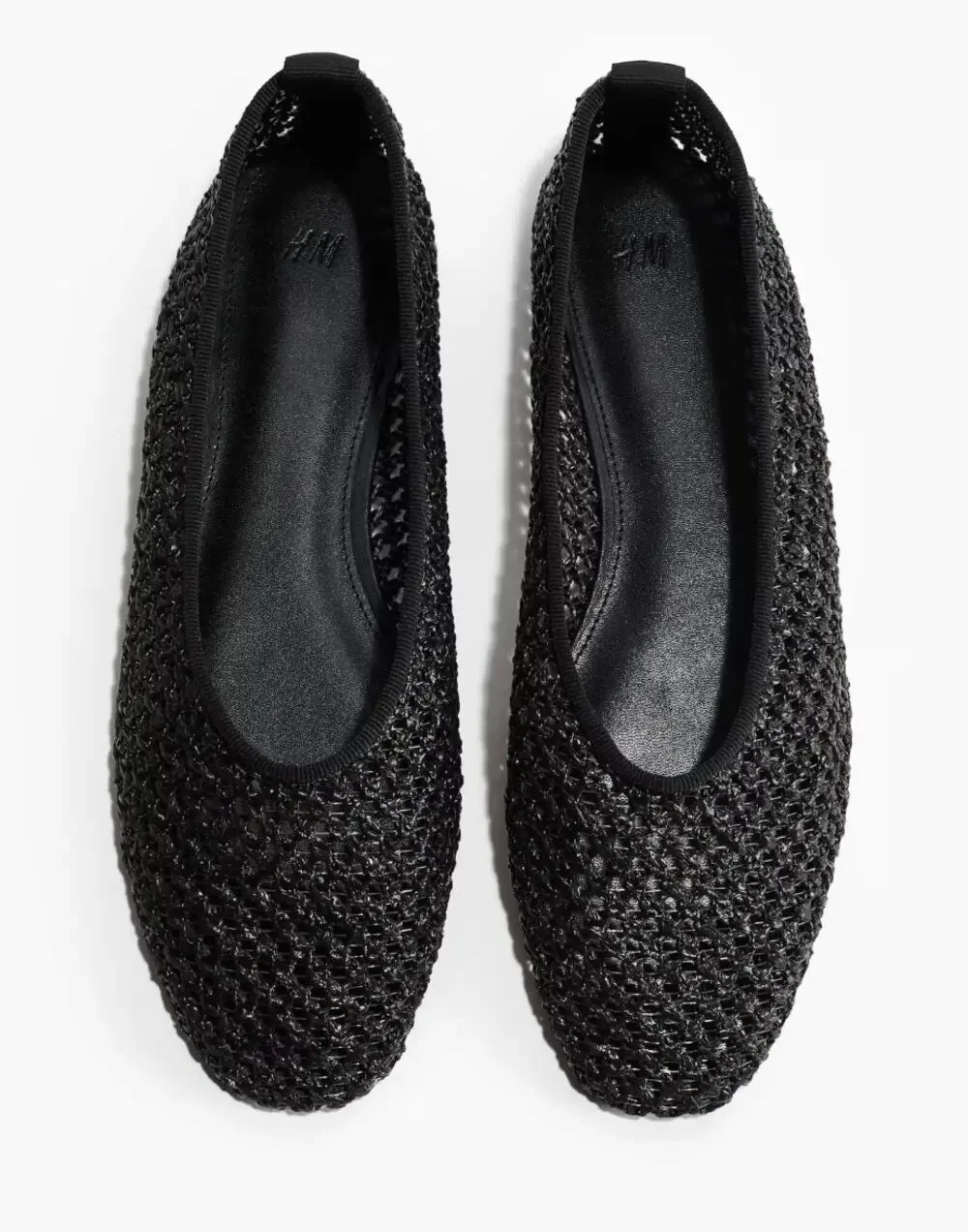 NWT H&M Braided Flats Black Woven Ballet Flats EU 38 US 7